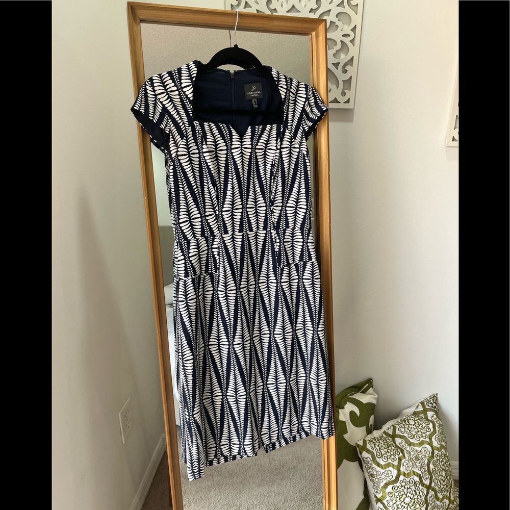 Blue and white work dress